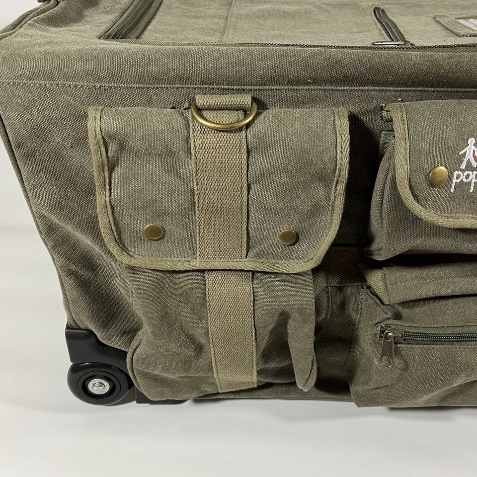Pop Up Soft Trunk Green Canvas Collapsible Rolling Bag by Everything Summer Camp - Image 3 of 4