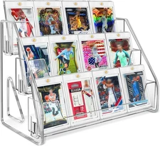 Magnetic Card Holder 3-Tier, Card Display Stand Clear Acrylic Trading Sports Car
