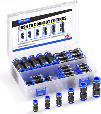 60 Pack Pneumatic Push Connect Air Fittings Set 1/8'' to 1/2'' Tube Quick Fit