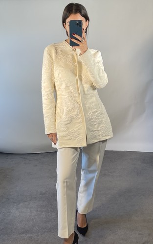 Jil Sander DE36/38 UK10/12 Trouser Suit Jacket Straight Leg Cream Cotton set