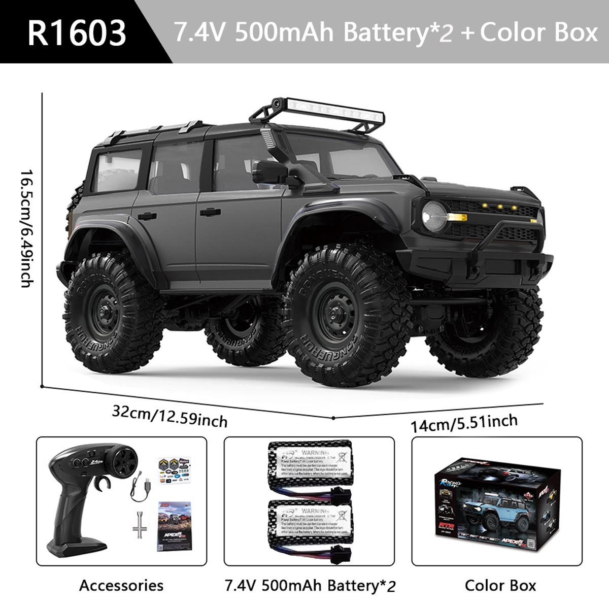 1:16 RC Car R1601-R1603 Model 4WD Full Scale Climbing Crawler 2.4G Off-Road Toys