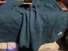 The North Face Blue Fleece Sweat Shorts Men’s Elastic Waist Pockets Logo