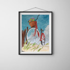 Abstract Expressionism Acrylic Art on 9x12 Paper - Beach Bicycle — photo 1