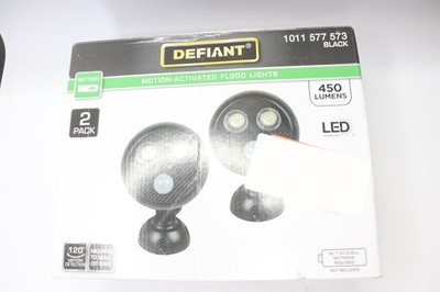 (2-Pk) Defiant 120-Deg Motion Activated Integrated LED Flood Light Black 