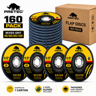 4.5'' Zirconia Flap Discs 40/60/80/120 Grit T27 Angle Grinder 12/40/160 Pack Set