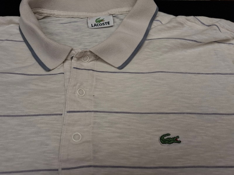Vintage Lacoste of France Polo Shirt 2 XL - Very Thin 100% Cotton - Snap Closure