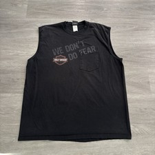 Harley Davidson Cutoff T Shirt Mens XL Black USA Made Smoky Mountain Tennessee