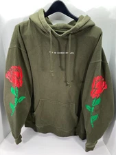 Banned LA The UN Pullover Hooded Sweatshirt Mens L Green Graphic Drawstring