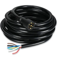 Kanayu 24ft 7 Pin Trailer Plug Extension Cord Cable 7 Way Trailer Wiring Harn...