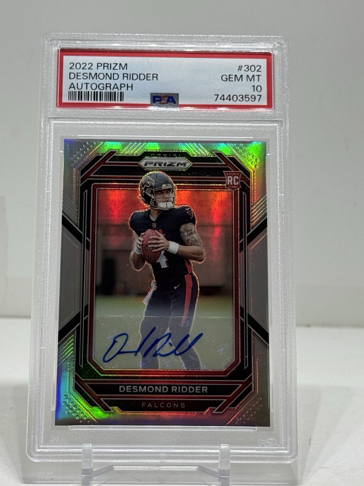 2022 Prizm Desmond Ridder Rookie Silver Auto #302 PSA 10 SHIPS SAME DAY
