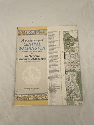 Vintage National Geographic A Pocket Map Of Central & Suburban Washington 1948