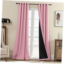 100 Blackout Curtains, 84 Inches Long Full 52"W x 84"L Pack of 2 Pink