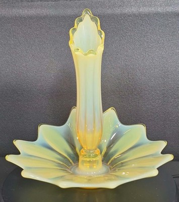 Fostoria Heirloom Vaseline Opal Epergne