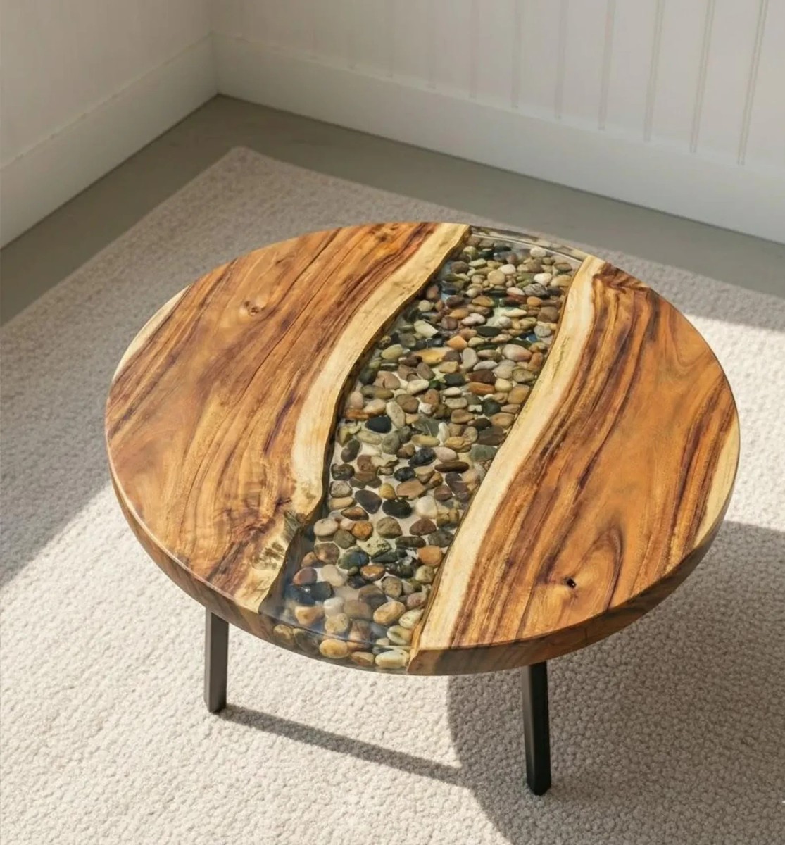 Epoxy River Coffee Table | Acacia Wood, Natural Stone Inlay | eBay