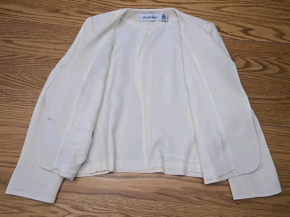 Traje Falda Saks Fifth Avenue De Colección Mujer Talla 14 100% Lana Lino Forrado Hecho en Unión Foto 3 de 4