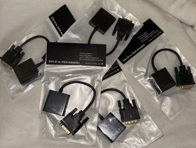 1080p DVI-D 24+1 Pin Male-VGA 15Pin Female Active Cable Adapter Converter 5/PK