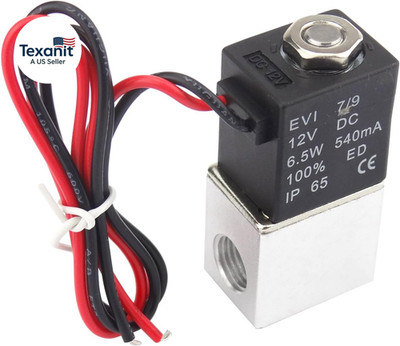 1/4Inch DC 12V 2 Way Normally Closed Electric Solenoid Air Valve, Stainless Stee