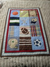 Pottery Barn sport football soccer Baby Quilt Patchwork 36x51