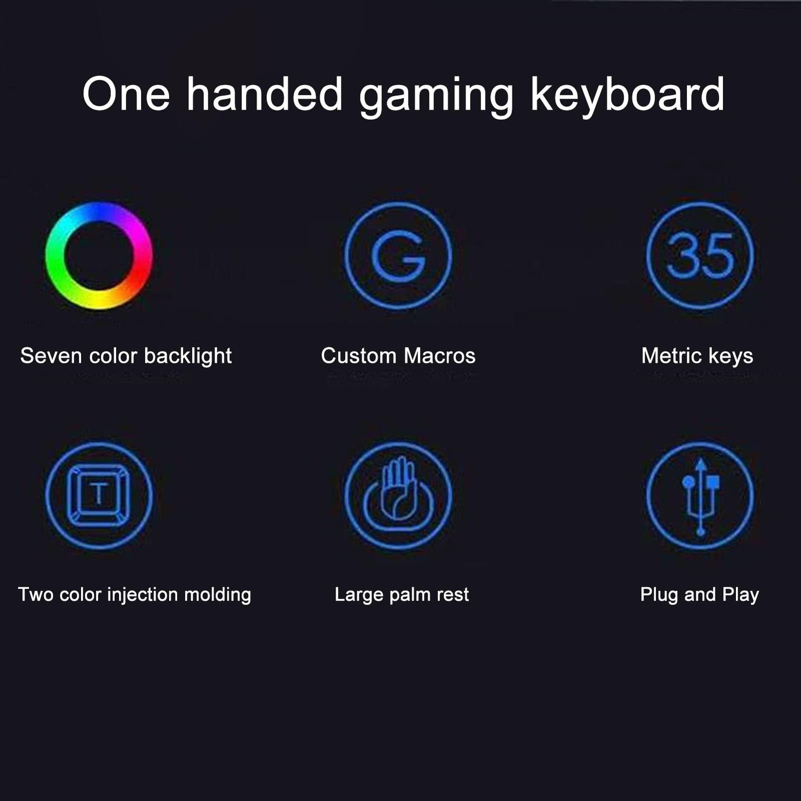 Clavier de jeu à une main mini mini-clavier gamer RVB filaire pour PC et console