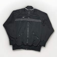 VINTAGE Nike Track Jacket Mens L Large Black NIKE TOWN Swoosh Full Zip 90s