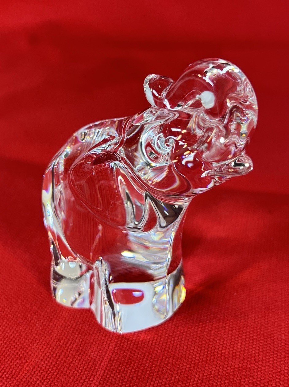 Steuben Glass Hand Cooler Elephant “Luck” 1995 Signed 