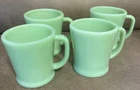 Lot of 4 Fire-King Oven Ware Green Jadeite Cup Mug 1948-1950 flat bottom FREE SH