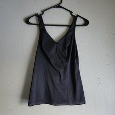 Vintage Lorraine Black Sheer Nylon Camisole Bow Detail 90s Y2K Size 34