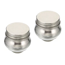 2Pcs 2" x 2" Palette Cups Paint Pot Container Cup with Lid and Clip Silver