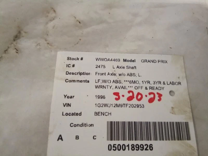 Eje Eje Eje Delantero Tambor Frenos Traseros Driver Izquierdo Se Adapta 90-99 LUMINA CAR 1686060 Foto 4 de 4