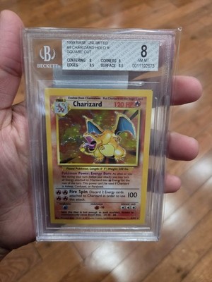 Square CUT Base Charizard BGS 8 Pokemon Card  