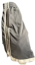 Adidas Boys Shorts Size M 10-12 Gray w/White Stripe Elastic Waist Side Pocket