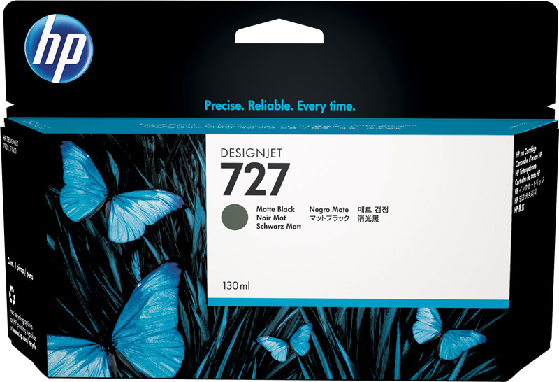 HP 727 Noir Mat B3P22A encre pigmentée pour impression de plans