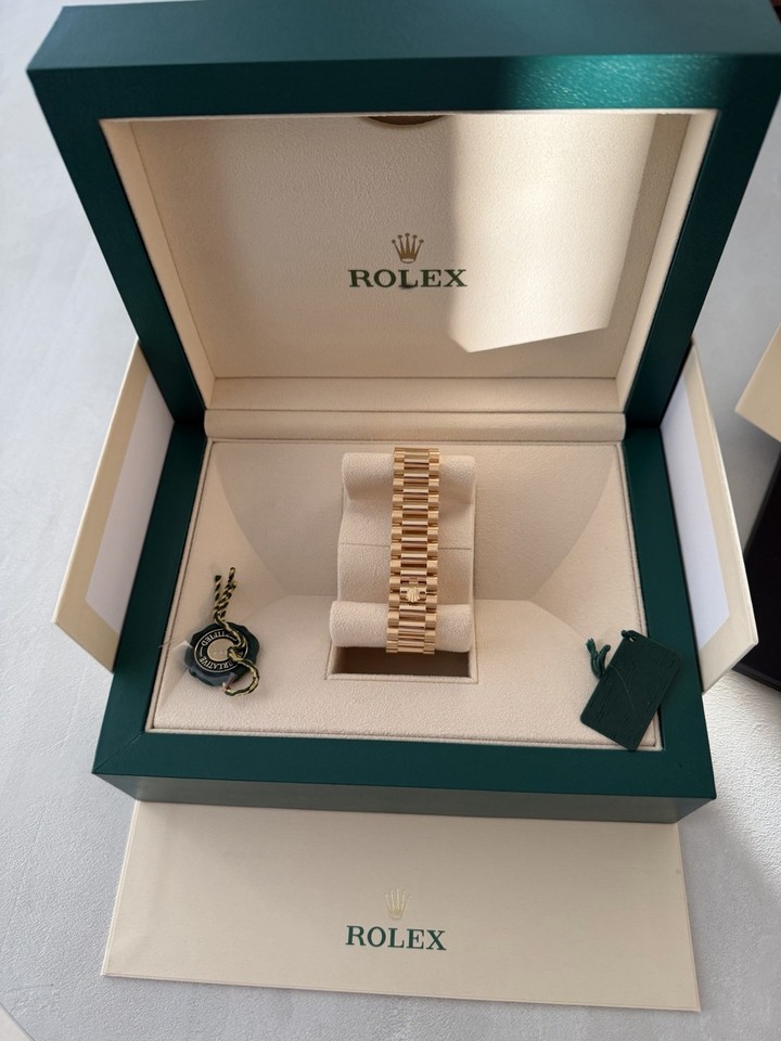 Rolex Day-Date 128238 Champagne With Diamonds Oyster 36mm Yellow Gold ...