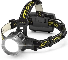 MoKo 2500 Lumen Rechargeable Headlamp - 60H Long Battery Round, Black Yellow 