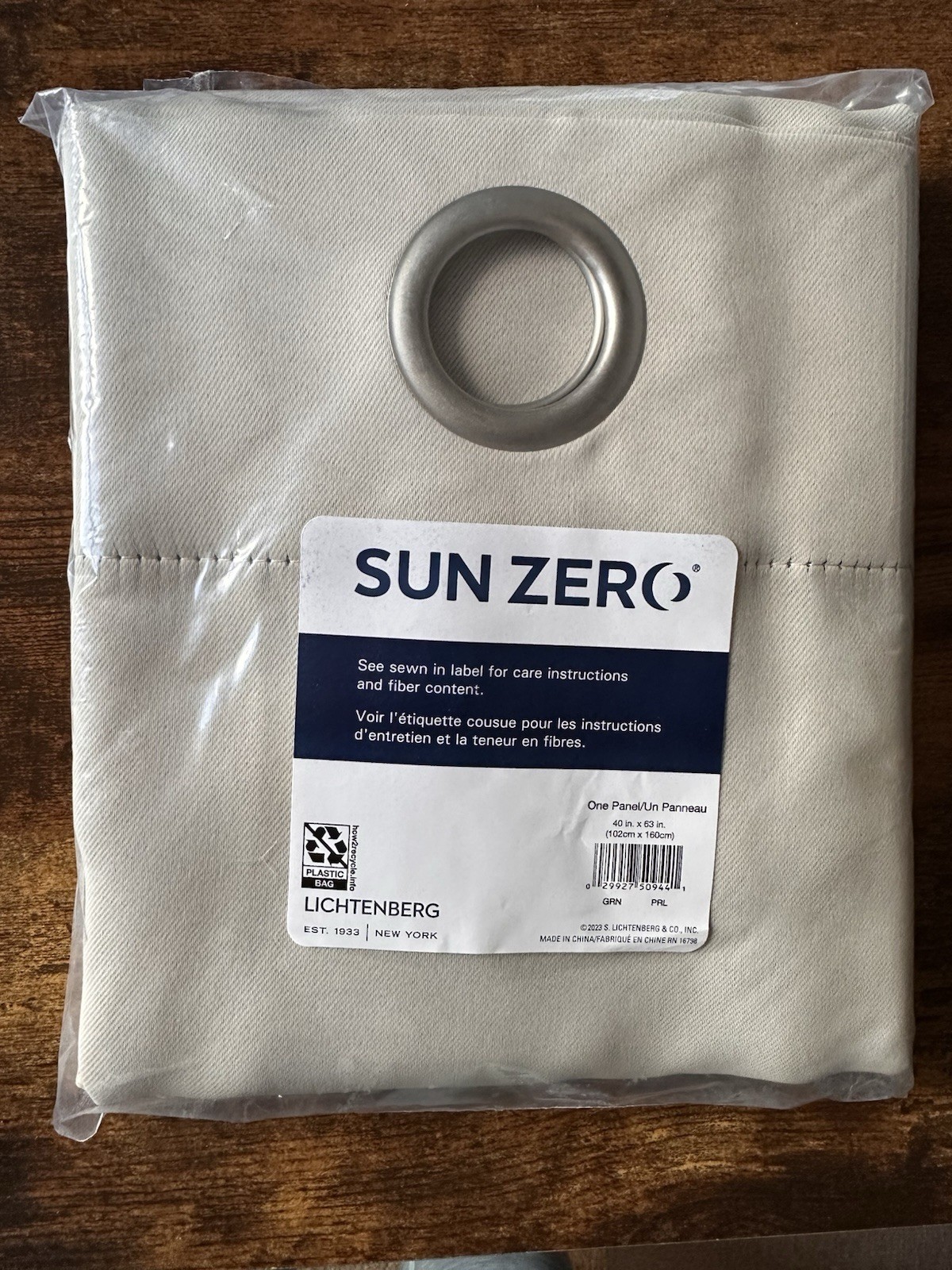 Sun Zero Single Panel Grommet Curtain 40x63 Inches Beige New-image