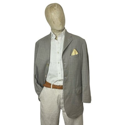 Corneliani Blazer Jacket 40  Wool Summer Grey Check Sport Coat Men s Italian