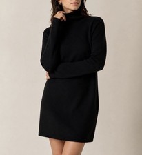 Quince WOMENS MEDIUM 100% Mongolian Cashmere Black Turtleneck Sweater Dress