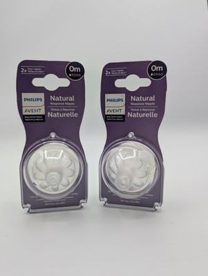 Philips Avent Natural Response Flow 1 Nipples 0M  SCY961/04 2x 2-packs (4 total)
