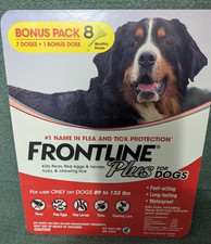 Frontline Plus for Extra Large Dogs 89-132 Lbs. 8 Doses Bonus NEW Fresh