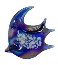 Vintage Iridescent Art Glass Angel Fish Hand Blown Murano Style Paperweight