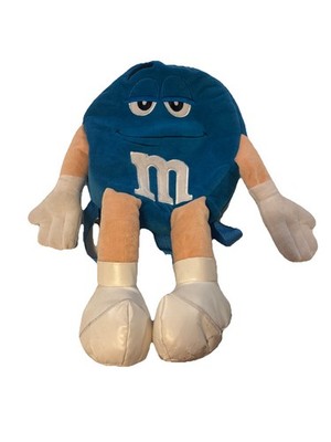M&M's World Blue Plush M&M Backpack Bag Purse Small Adjustable Straps Zippered