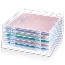 6 Pcs 12 x 12 Inch Paper Storage Case Plastic Scrapbook Storage Box Portable