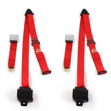 Chevy Truck 1955 - 1959 Airplane 3pt Red Retract Bucket Seat Belt Kit-2 Belts