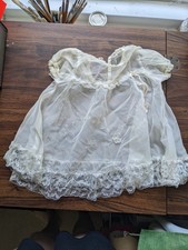 Vintage 1950s Sheer White Baby Dress 6-9 months Lace Bow
