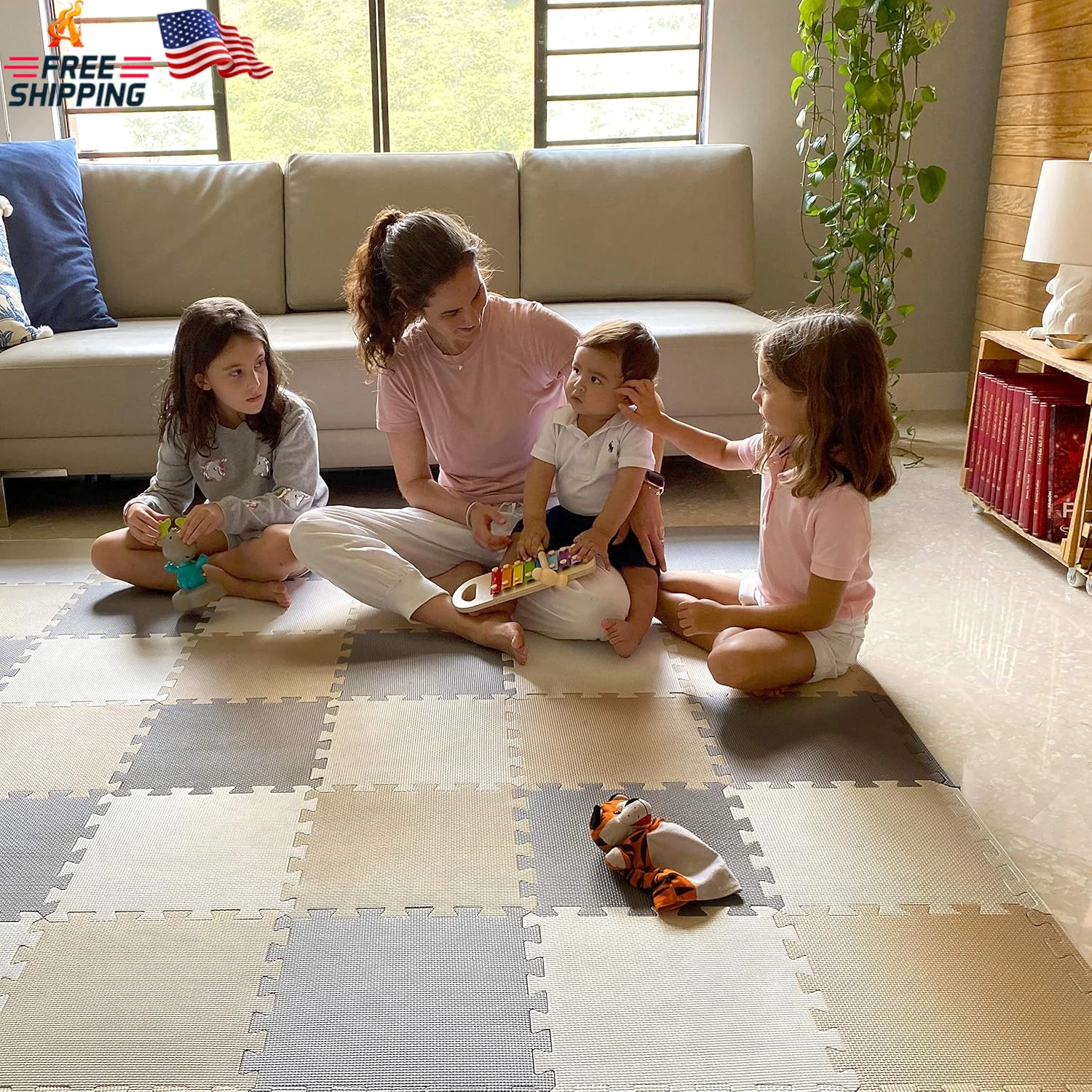 Miotetto Baby Play Mat, Soft Foam Floor Tiles for Kids. Adjustable Interlocking