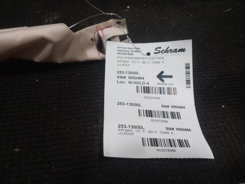 2022 Volkswagen Taos Driver Left Roof Air Bag 3078469 - Image 4 of 4