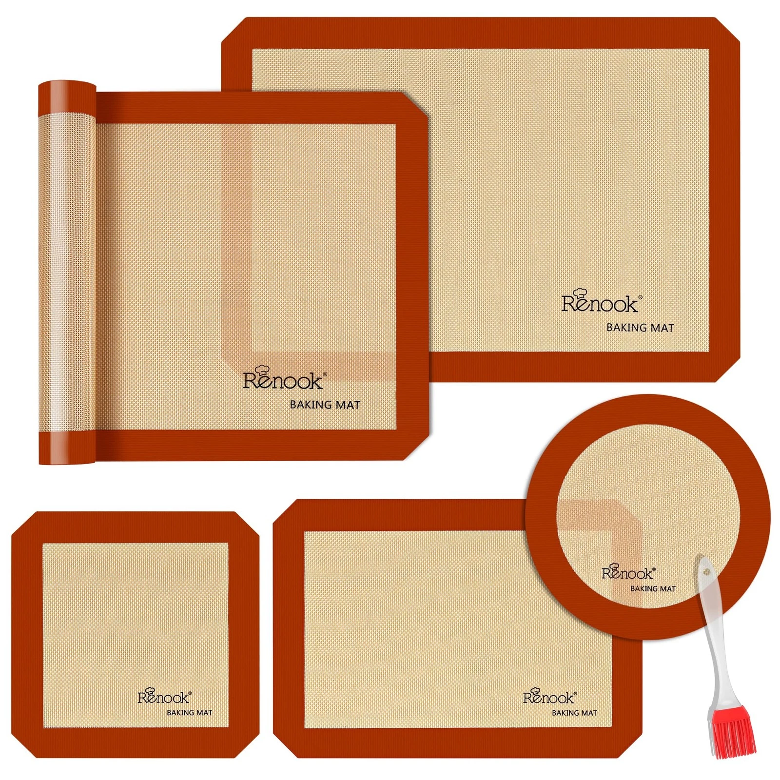 Silicone Baking Mat Set of 5, Grade Food Non-Stick Reusable Baking Mat, Slip ...