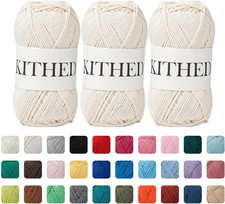 Cotton Yarn  10.5Oz  526Yard  3 Pack  Soft Yarn for Crocheting and Knitting 49 Ecr