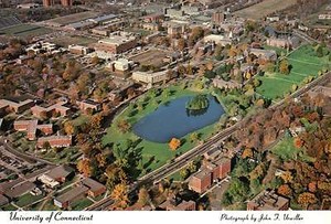Aerial View Of University Of Connecticut At Storrs Ct Campus Lake Postcard Ebay