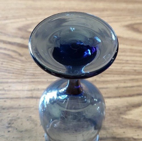 6 Libbey Tulip Dusky Blue Water Goblet Set Vintage 6.5" Elegant Drinking Glasses - Picture 6 of 6